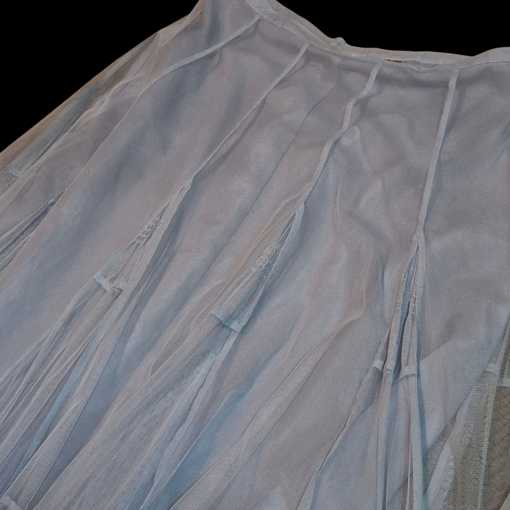 Together Blue Chiffon Ruffel Tiered Mesh High-Waisted Maxi Skirt Women Size 12 - Picture 5 of 16